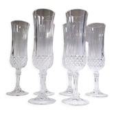 6 champagne flutes in Arques crystal
