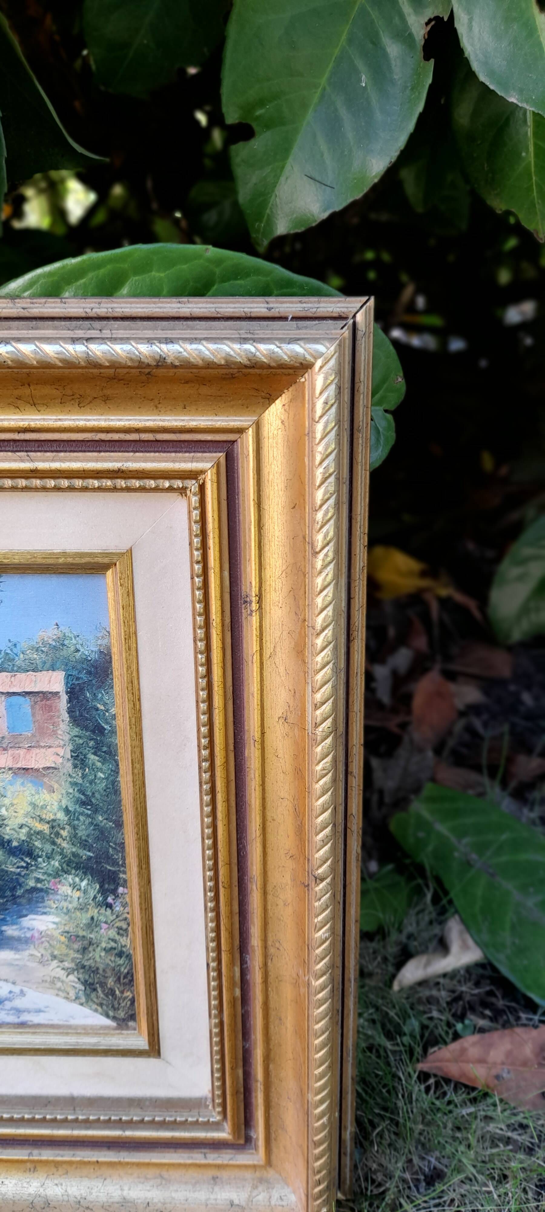 Original sunflower canvas signed by the French painter Roger Bolzonello 39 cm x 33 cm