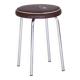 Small Bauhaus Round Leather & Chrome Stool by Robert Sezák, 1940s