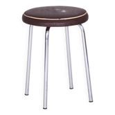 Tabouret rond en cuir et chrome Bauhaus par Robert Sezák, années 1940