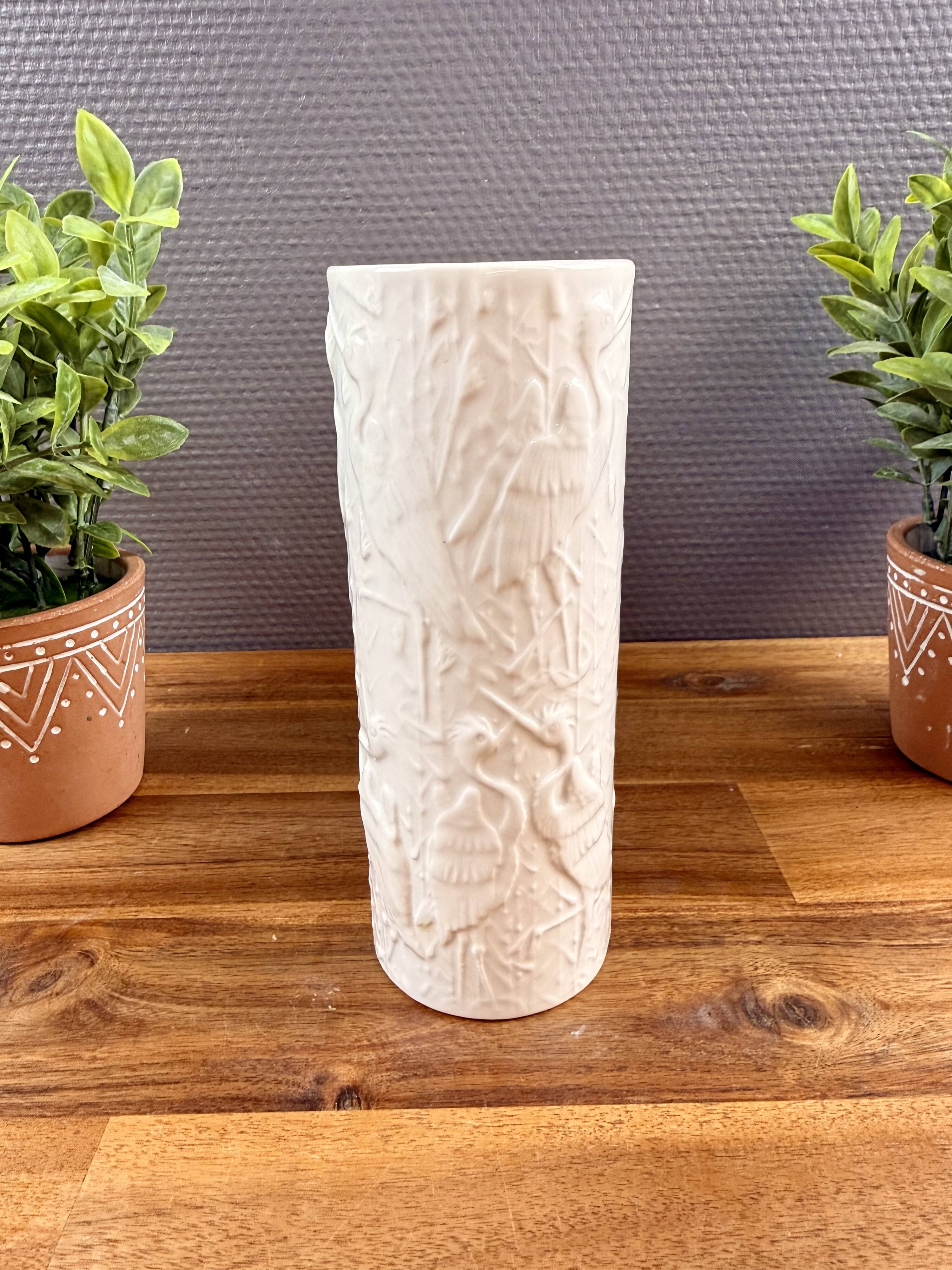 KPM Berlin vase – white relief porcelain – bird decoration