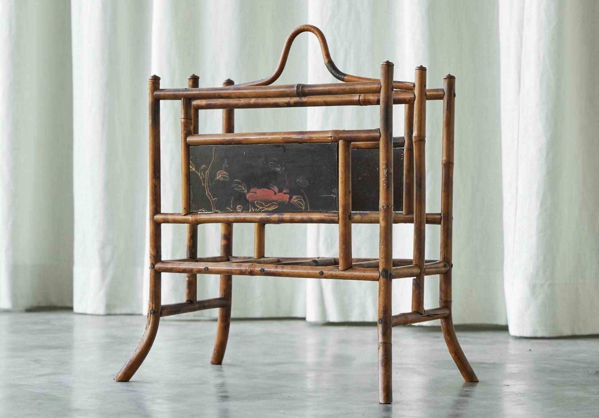 Anglo-Japanese bamboo imitation magazine rack, tortoiseshell, 19th century.