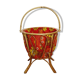 Travailleuse tricoteuse panier corbeille à ouvrage en rotin et tissu années 70