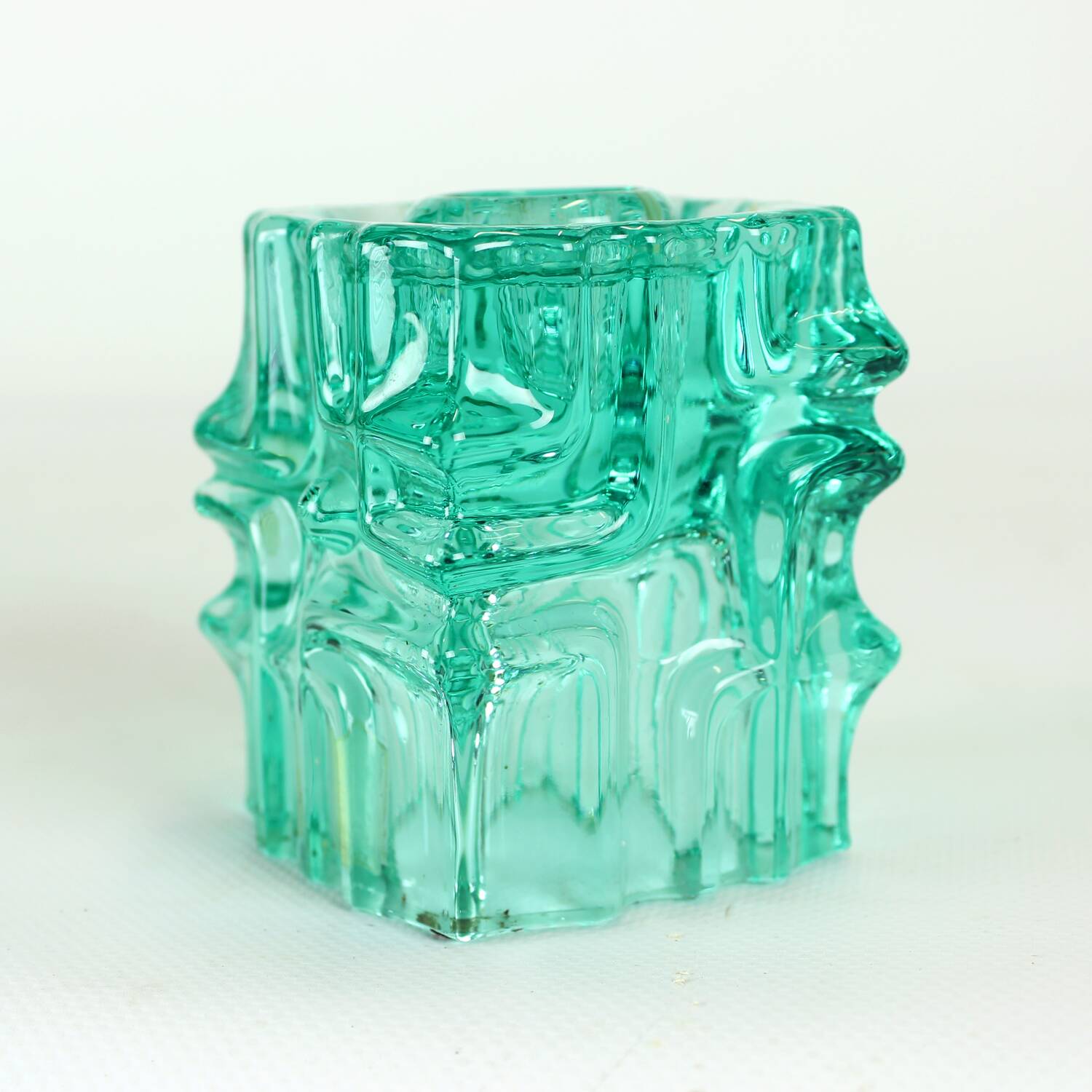 Vintage Glass Candle Holder By Vladislav Urban For Rosice, 1960s