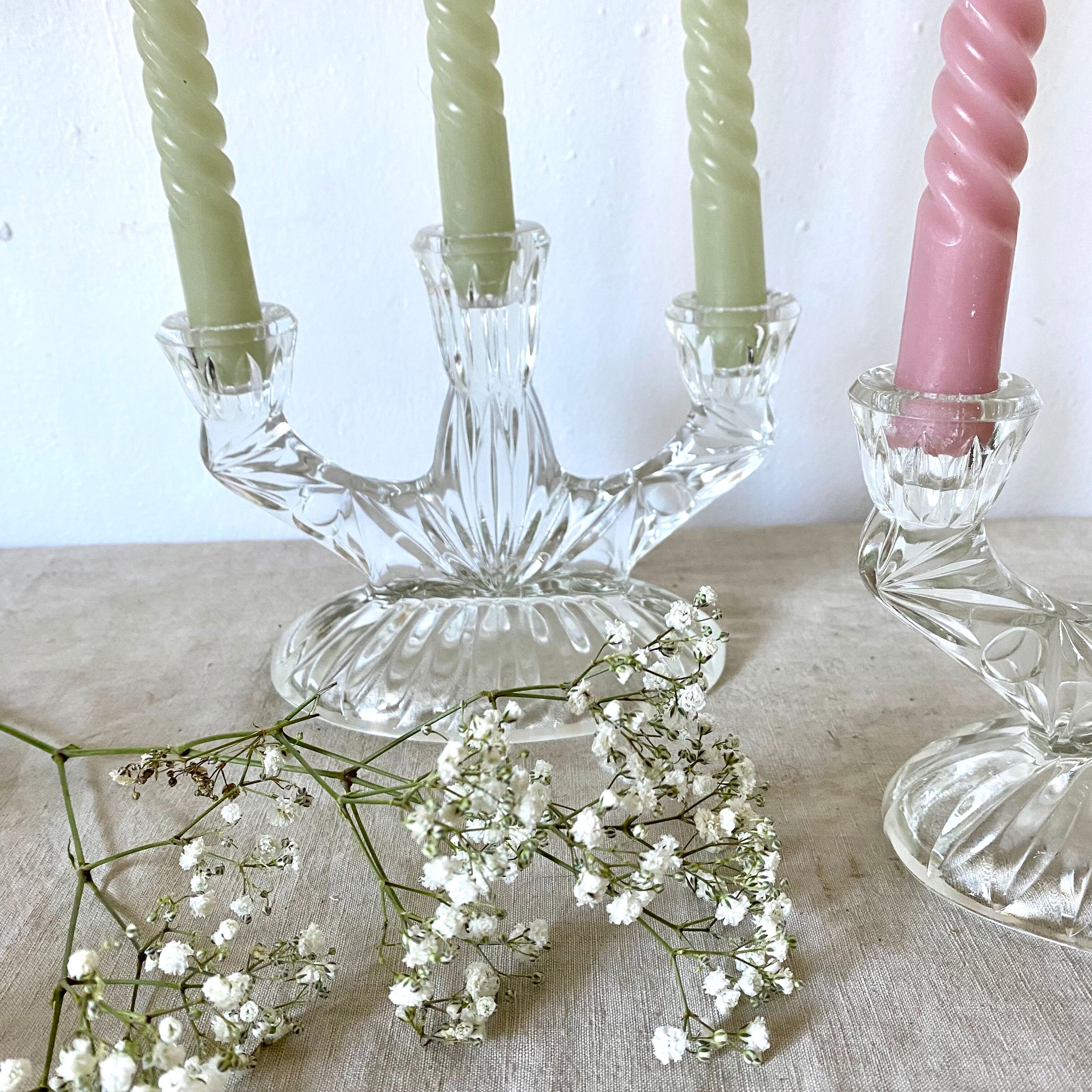 Pair of glass candlesticks