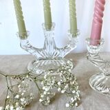 Paire de chandeliers en verre