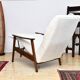 Fauteuil avec repose-pieds rabattable en Bouclé blanc crème, années 1960