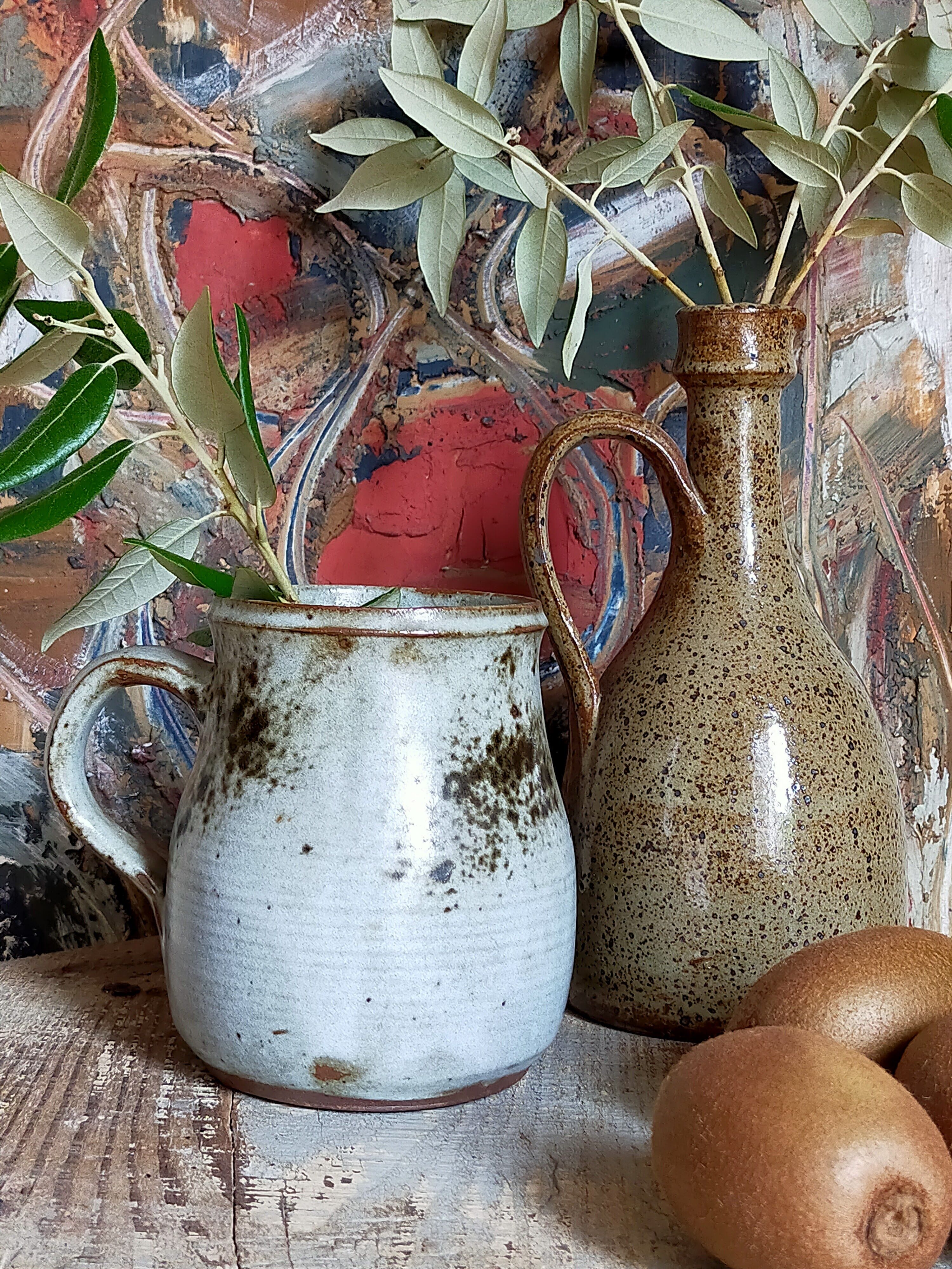 Potter's milk pot in enamelled sandstone 70s
