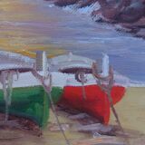 Oil on canvas signed - Seaside