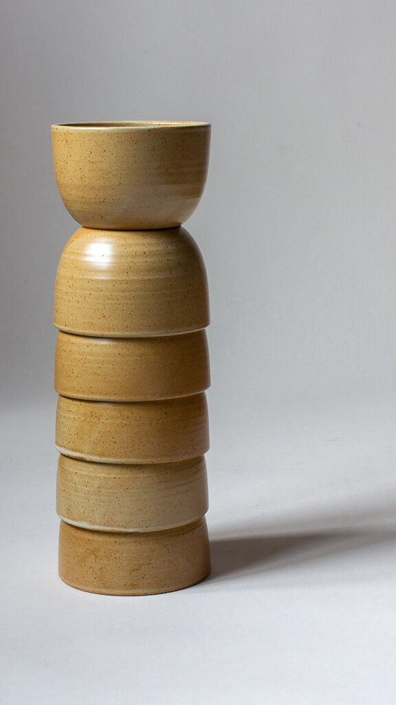 Six minimalist bowls Grès Village CNP France 70s/80s