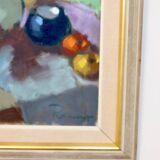 Original Swedish oil on canvas from the mid-1960s "Still Life with Bottles and Fruits" by Kurt