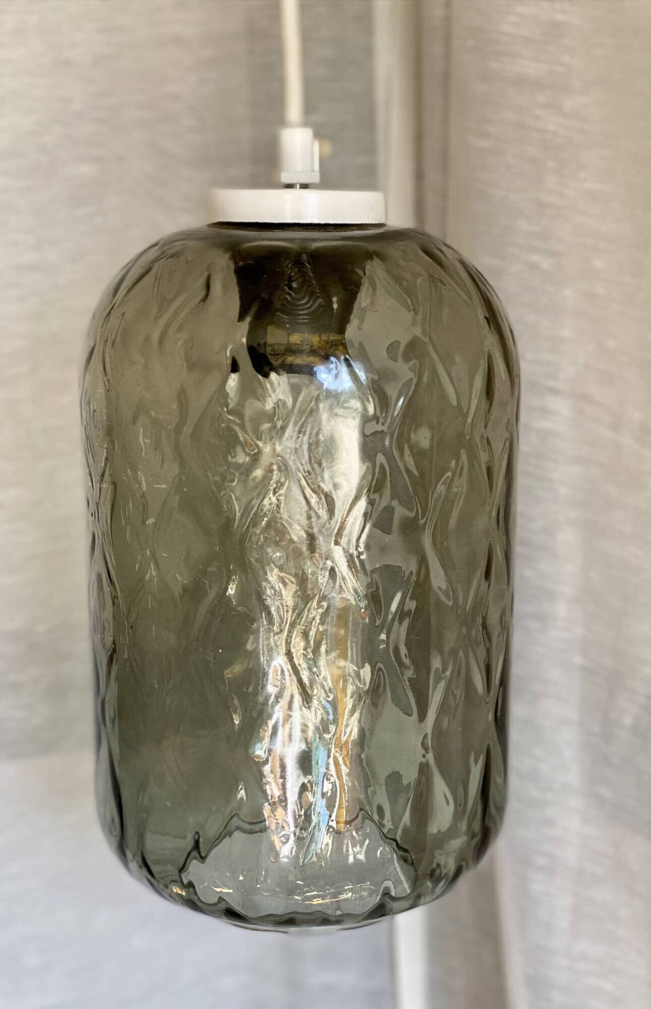 Vintage 1970 Murano glass cylindrical pendant light