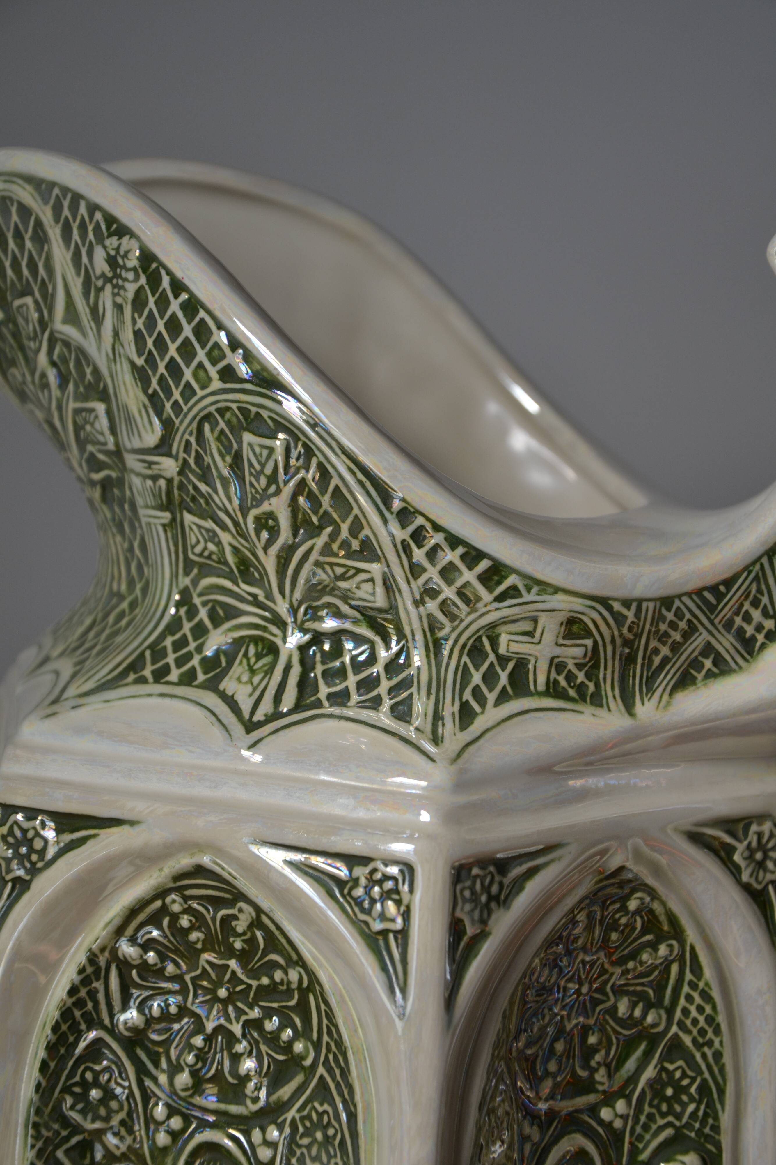 Decorative pitcher/sculpture in ceramic signed JMS