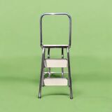Vintage stepladder in Formica, wood and chromed metal