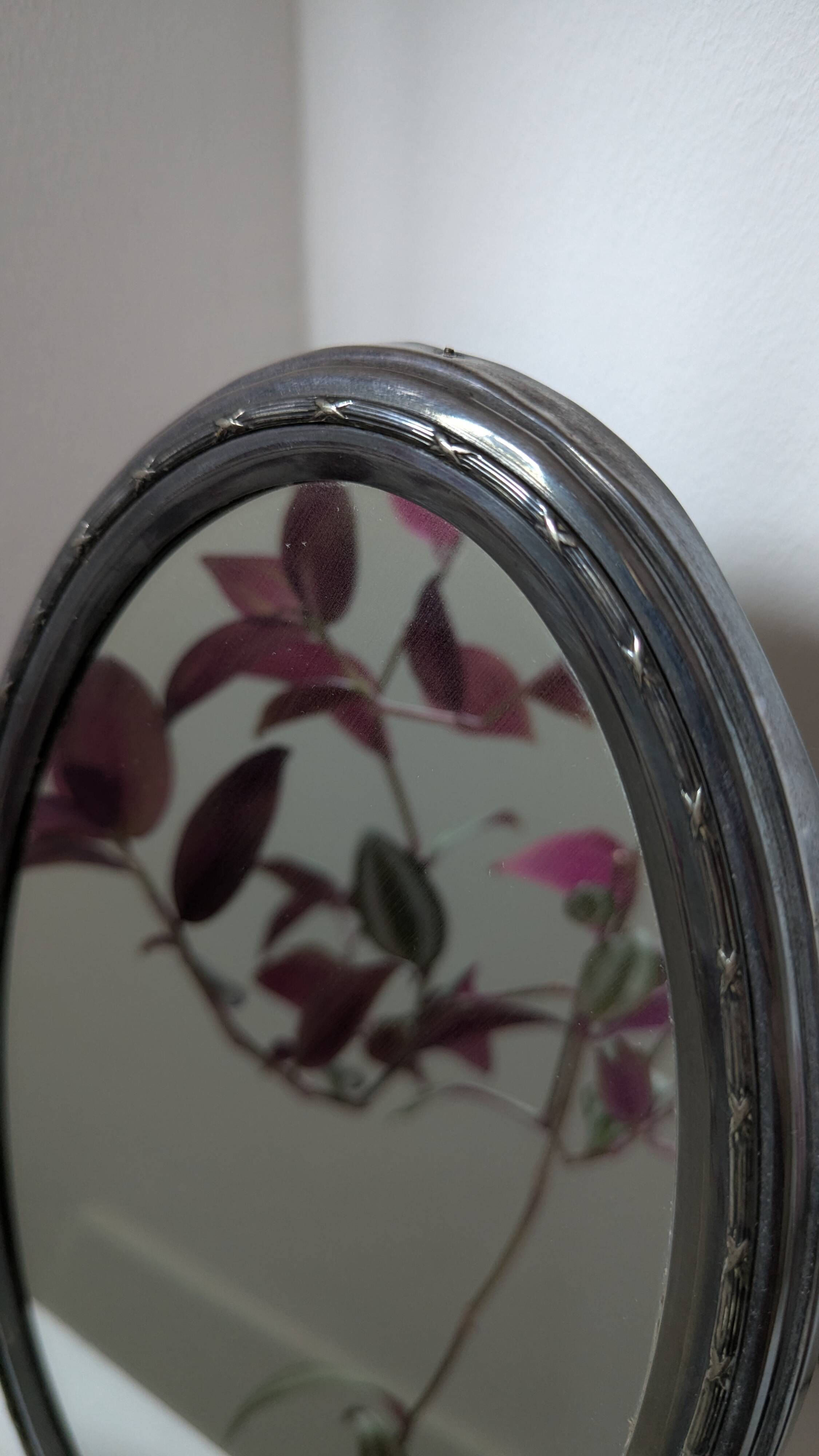 Oval table mirror Belle Époque — silver-plated on brass, late 19th century