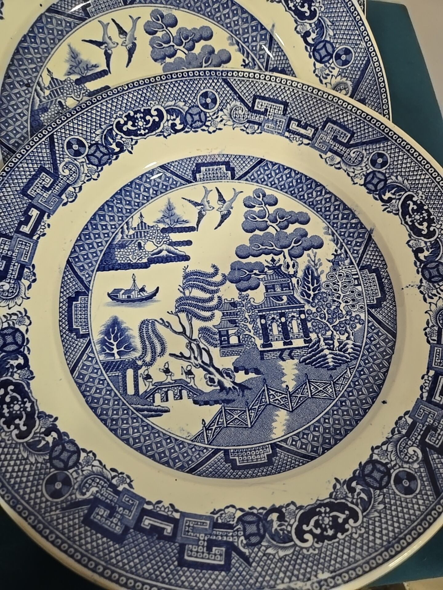 Hollow plate Creil and Montereau blue Japonese Pagoda model