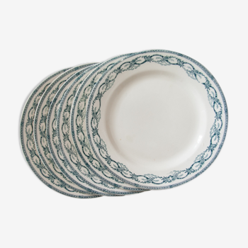 Old flat plates, blue décor, "Recamier" décor