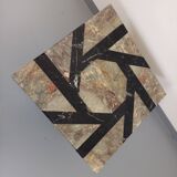 Vintage square marble coffee table with geometric patterns from the 70s