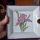 Sublime Pocket Bowl in Limoges Porcelain, Hand-Painted Iris & Gold Leaf