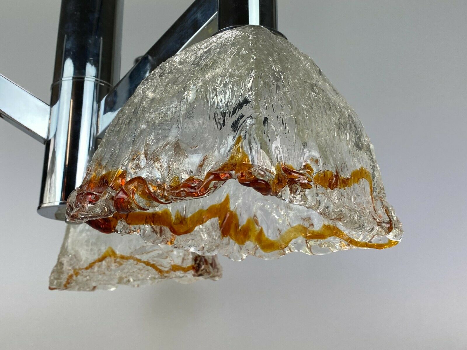 60s 70s Lamp Chrome Chandelier Chandelier Mazzega Murano Glass Design