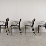 Vintage black leather dining chairs by Arrben, 1980s