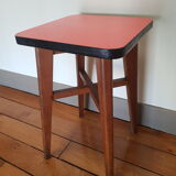 Wooden and red formica stool