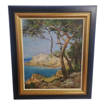 Framed wood painting