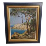 Peinture sur bois encadrée