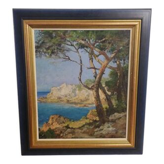 Peinture sur bois encadrée