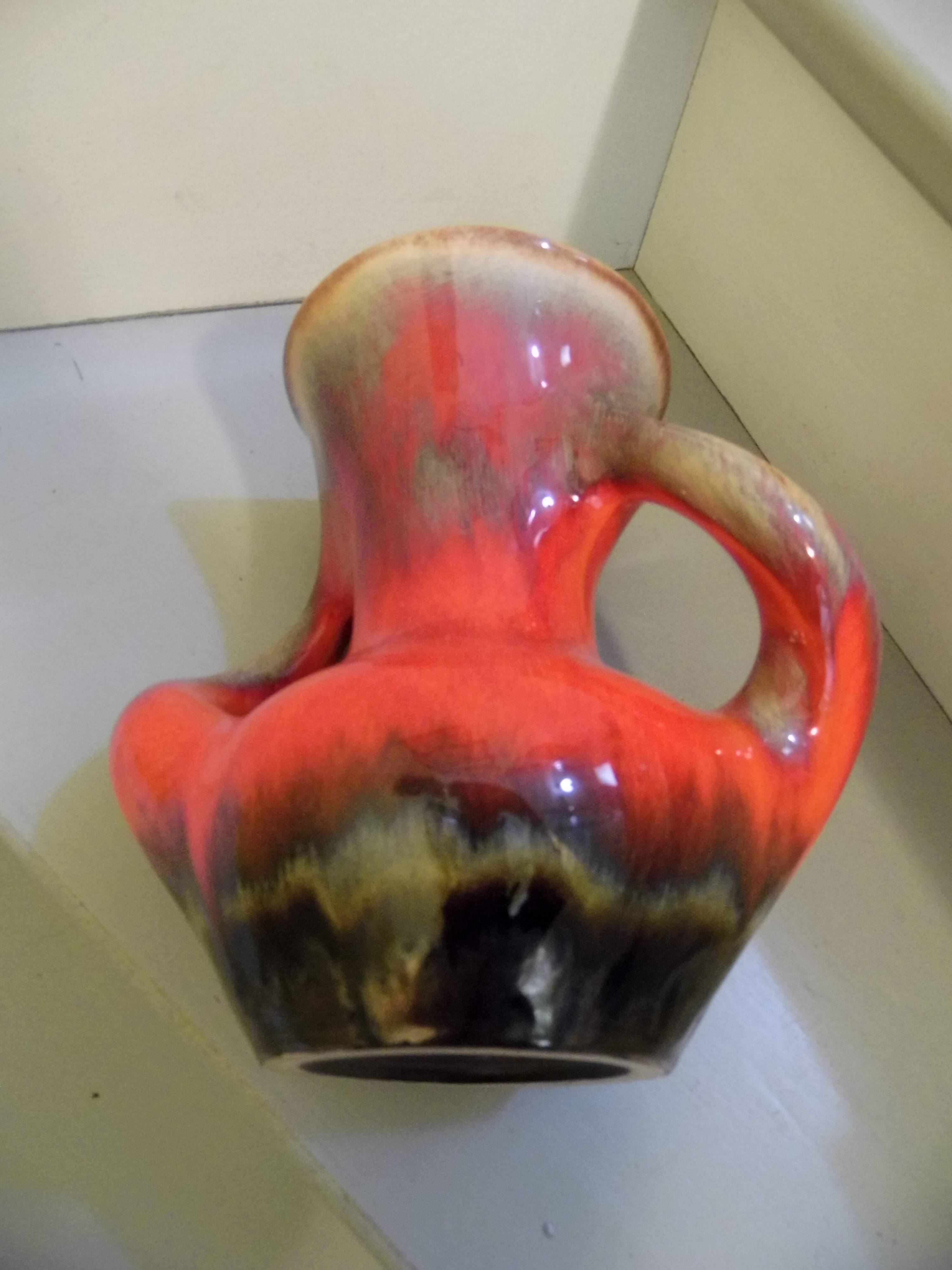 Red ceramic vase vallauris, vintage 50s/60s