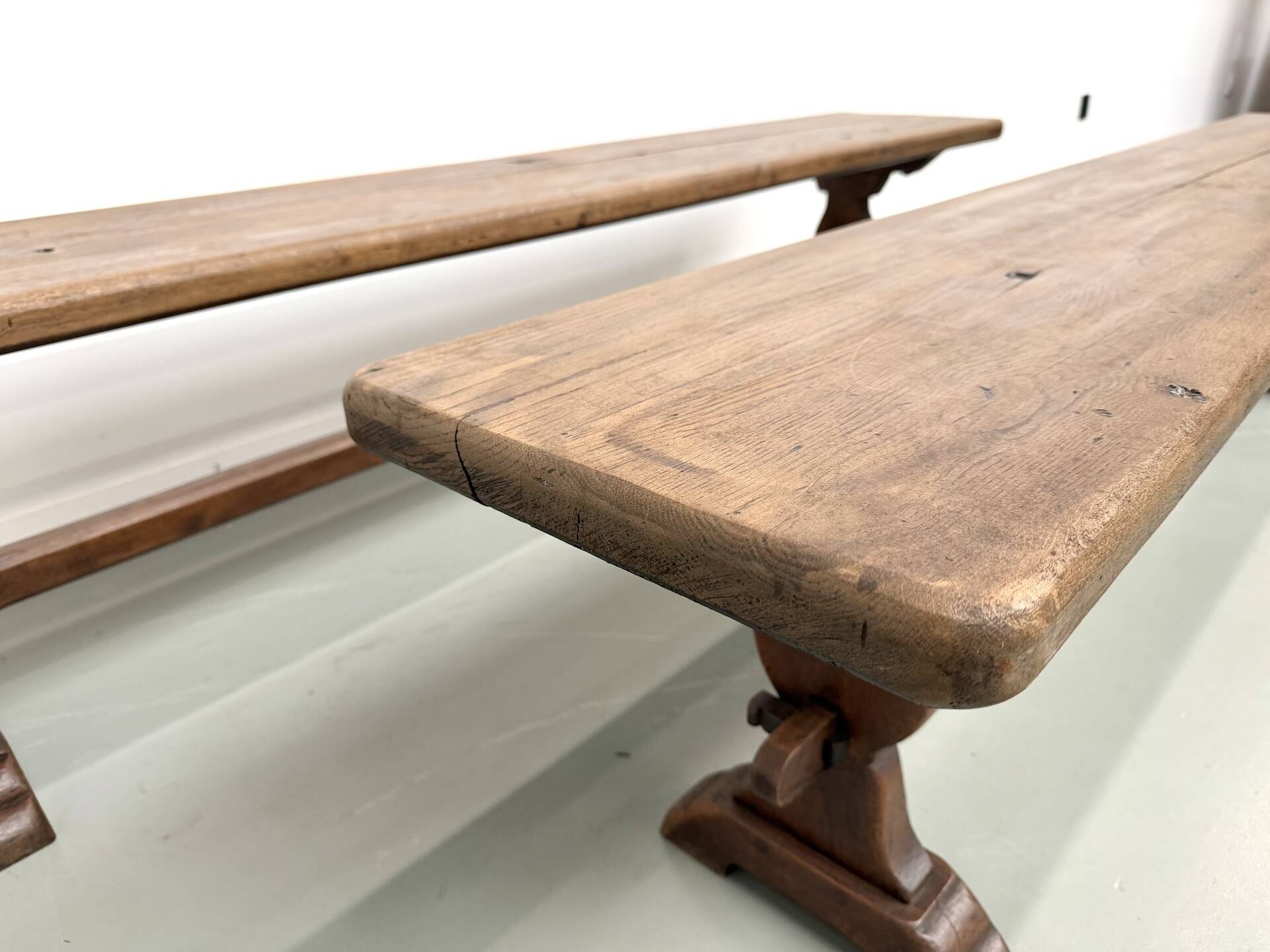 Pair of Solid Oak Farm Benches