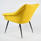 Mid-century armchair Shell, 1960s, NRD, yellow fabric, restored
