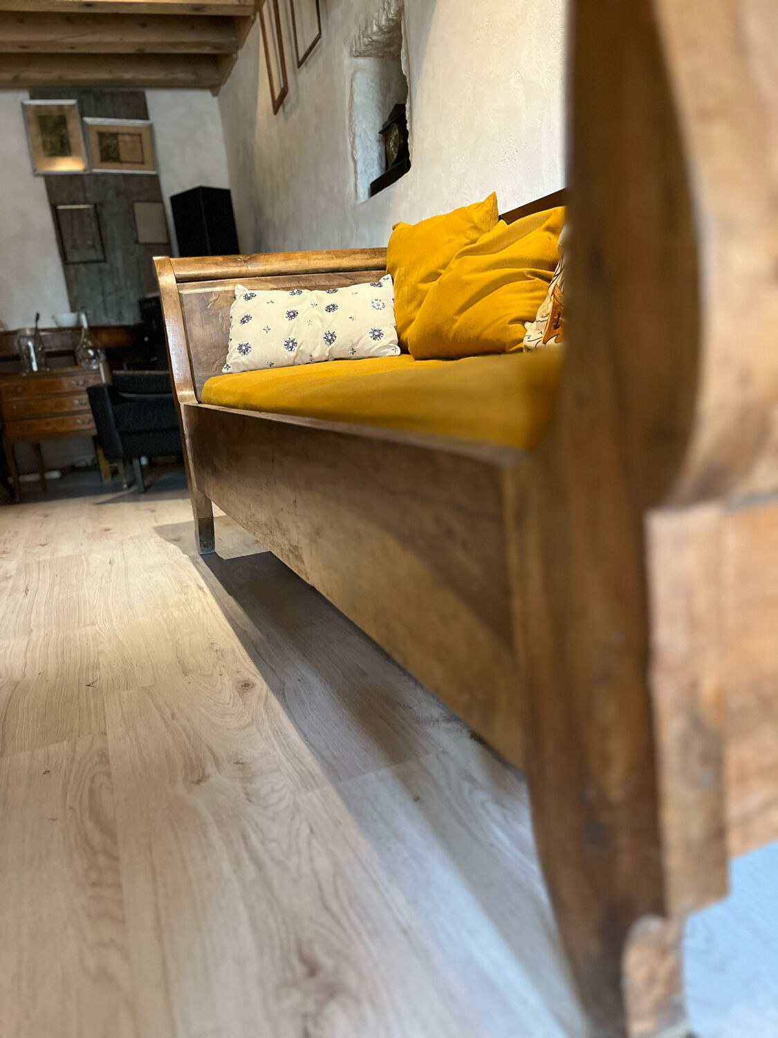 Walnut boat sofa 1950