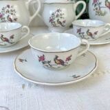 Service à thé vintage Digoin Sarreguemines – Modèle Corde – Motif Oiseau de Paradis