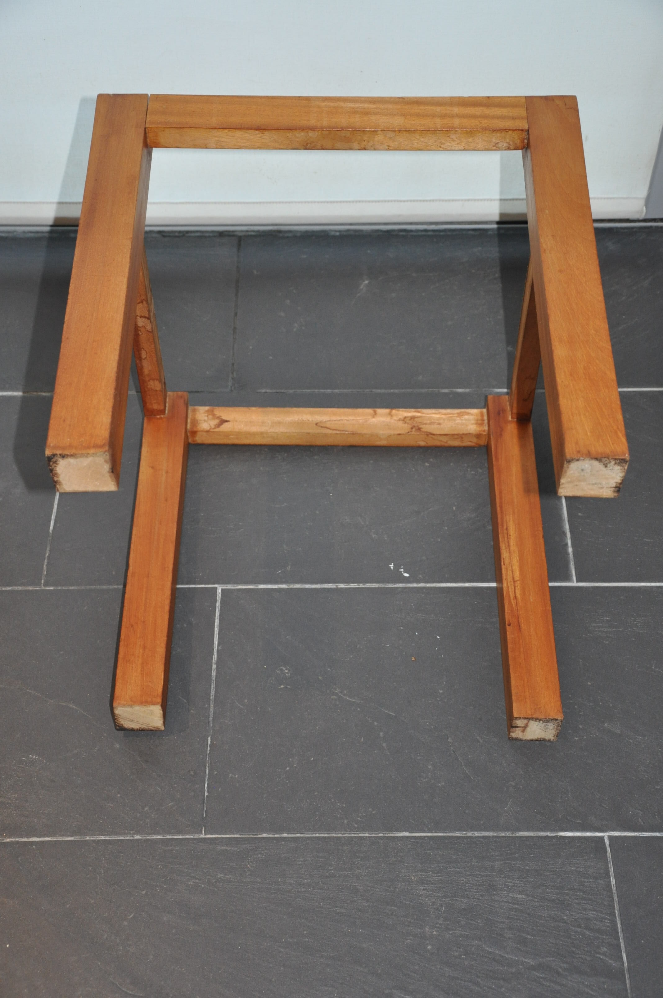 Pair of wooden and marble side tables