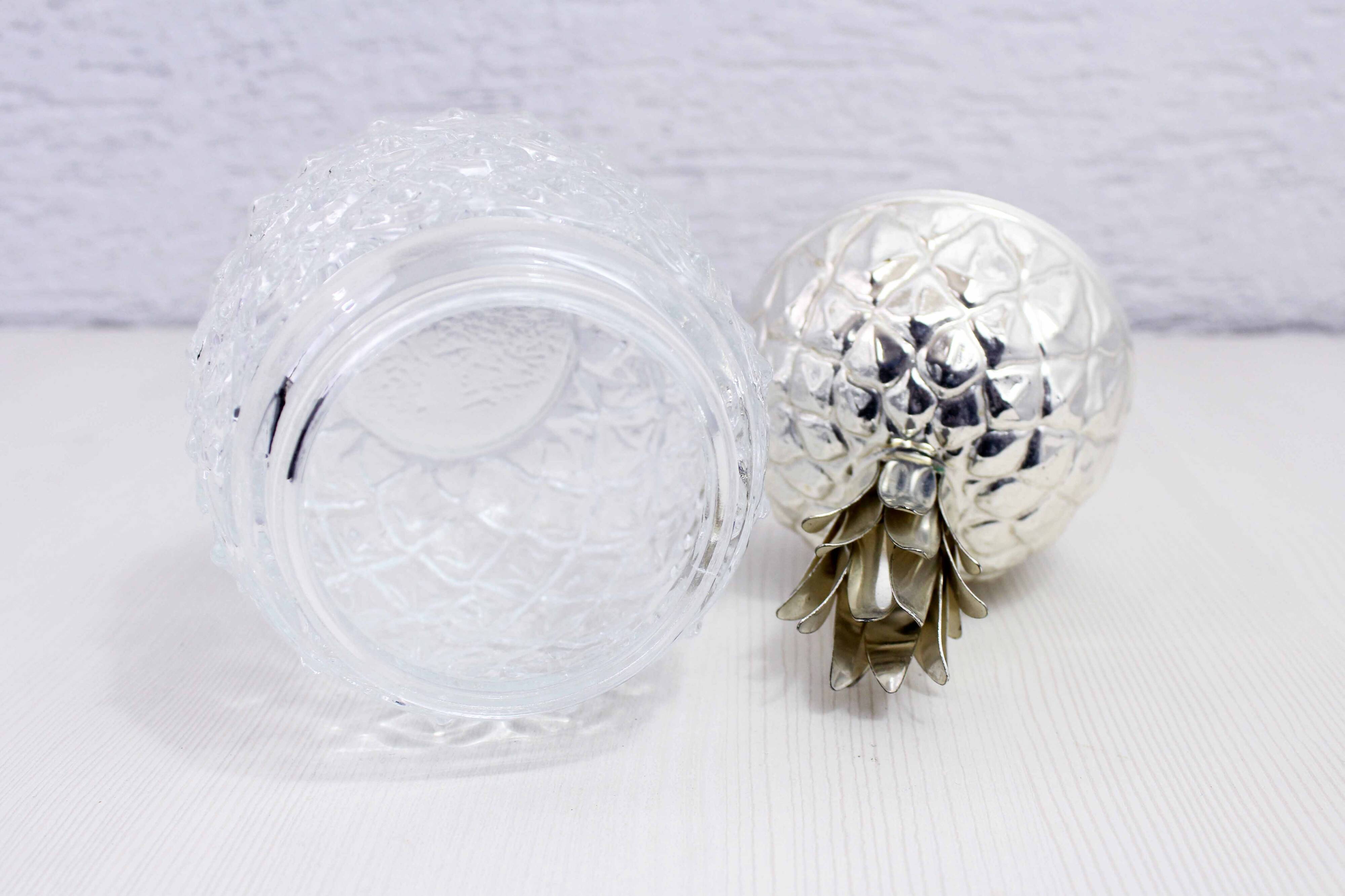Glass and metal pineapple candy box