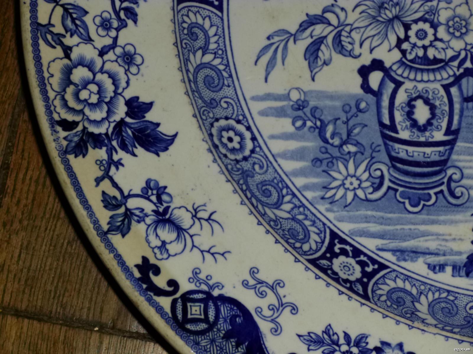 Plat Creil et Montereau décor chinois bleu