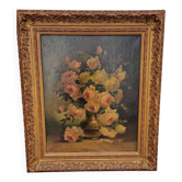Huile sur toile – Bouquet de fleurs par Edmond van Coppenolle