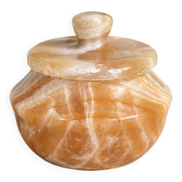 Small vintage box in honey and cream onyx – Jewellery box