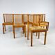 Ensemble de 6 chaises de salle à manger scandinaves en pin et jonc, 1970