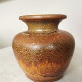 Fat Lava Pottery Vase: Vintage West Germany 202-13, Brown Drip Glaze