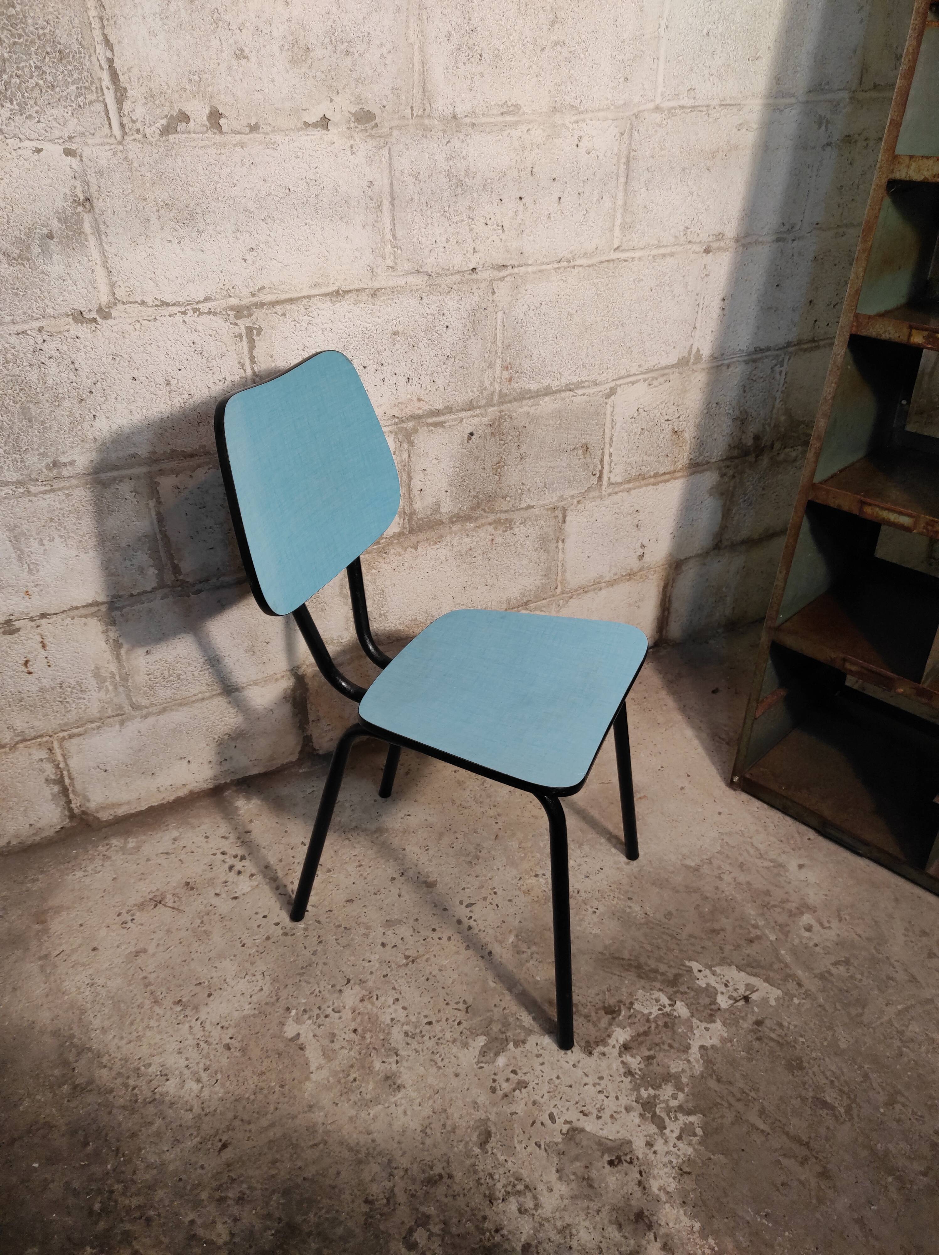 Blue formica chair 1960