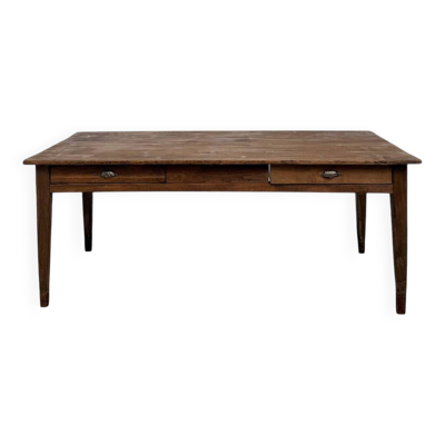 Table de ferme en pin aux pieds fuseaux, années 50