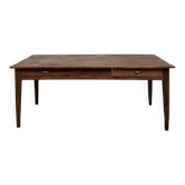 Table de ferme en pin aux pieds fuseaux, années 50