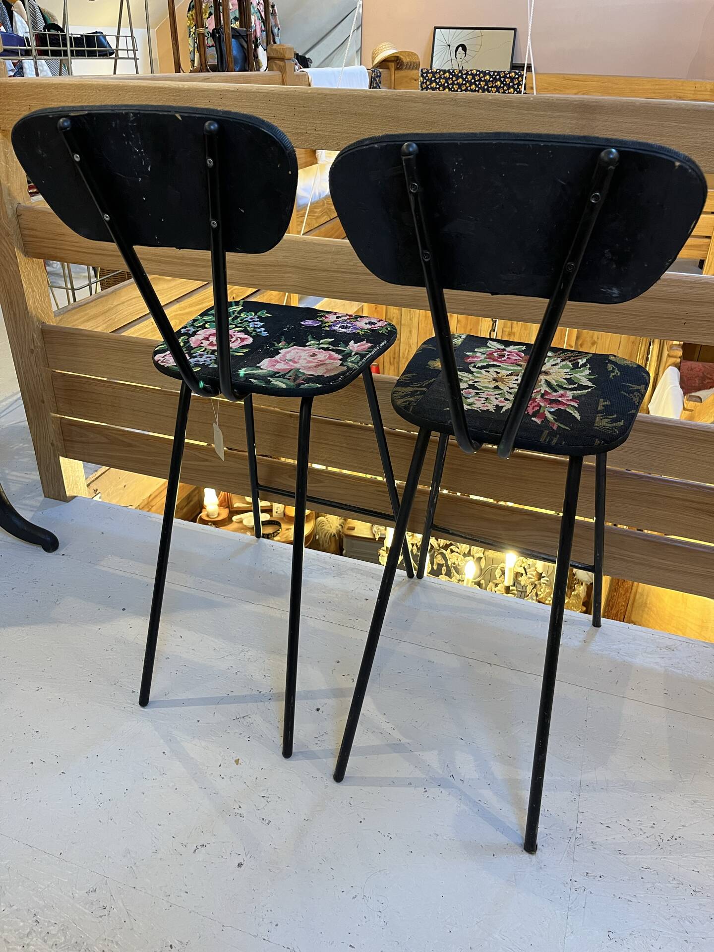 Pair of canvas high chairs