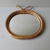 Apple mirror, in rattan, from the 60s-70s
