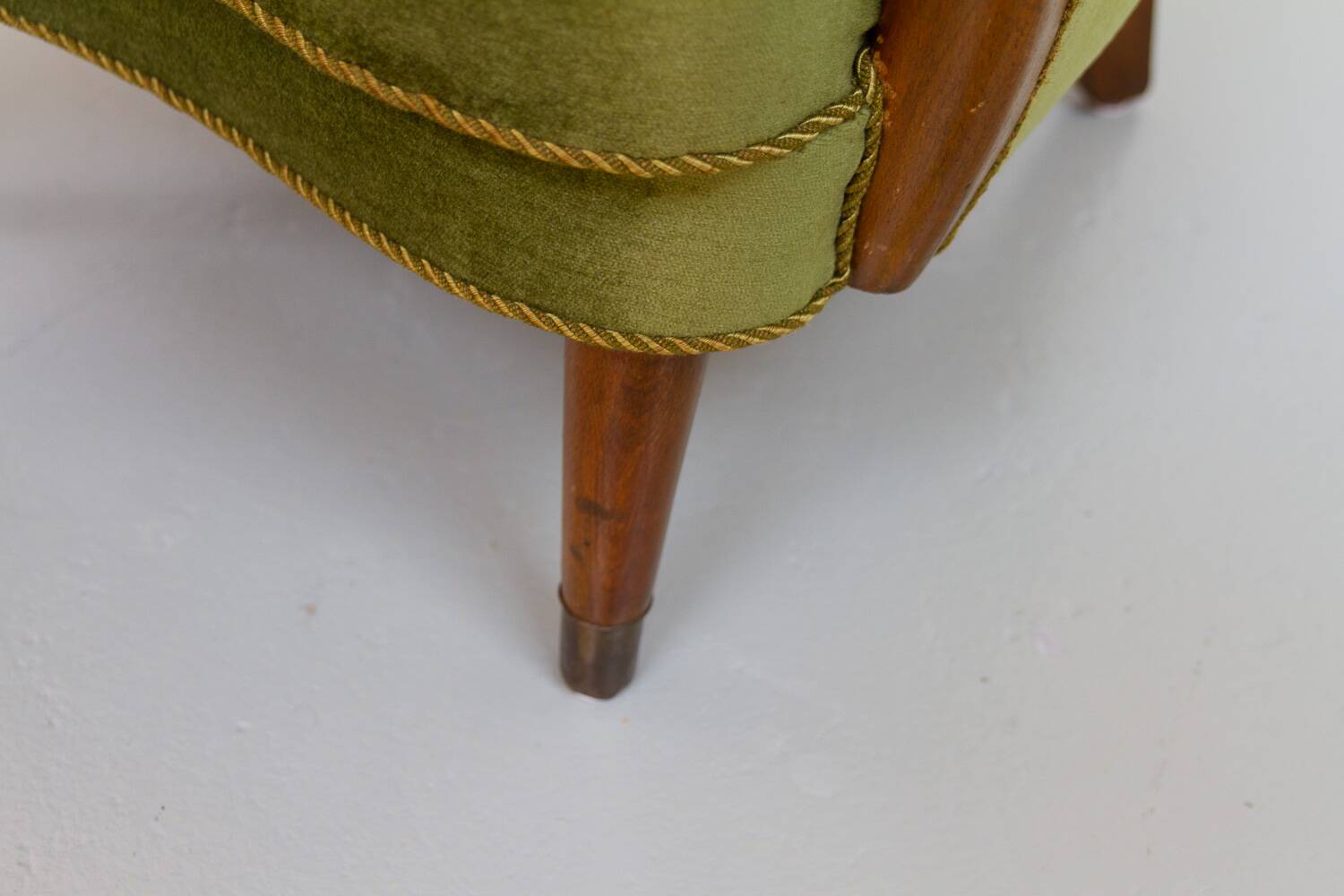 Danish art deco green velvet lounge chairs, 1940s. set of 2