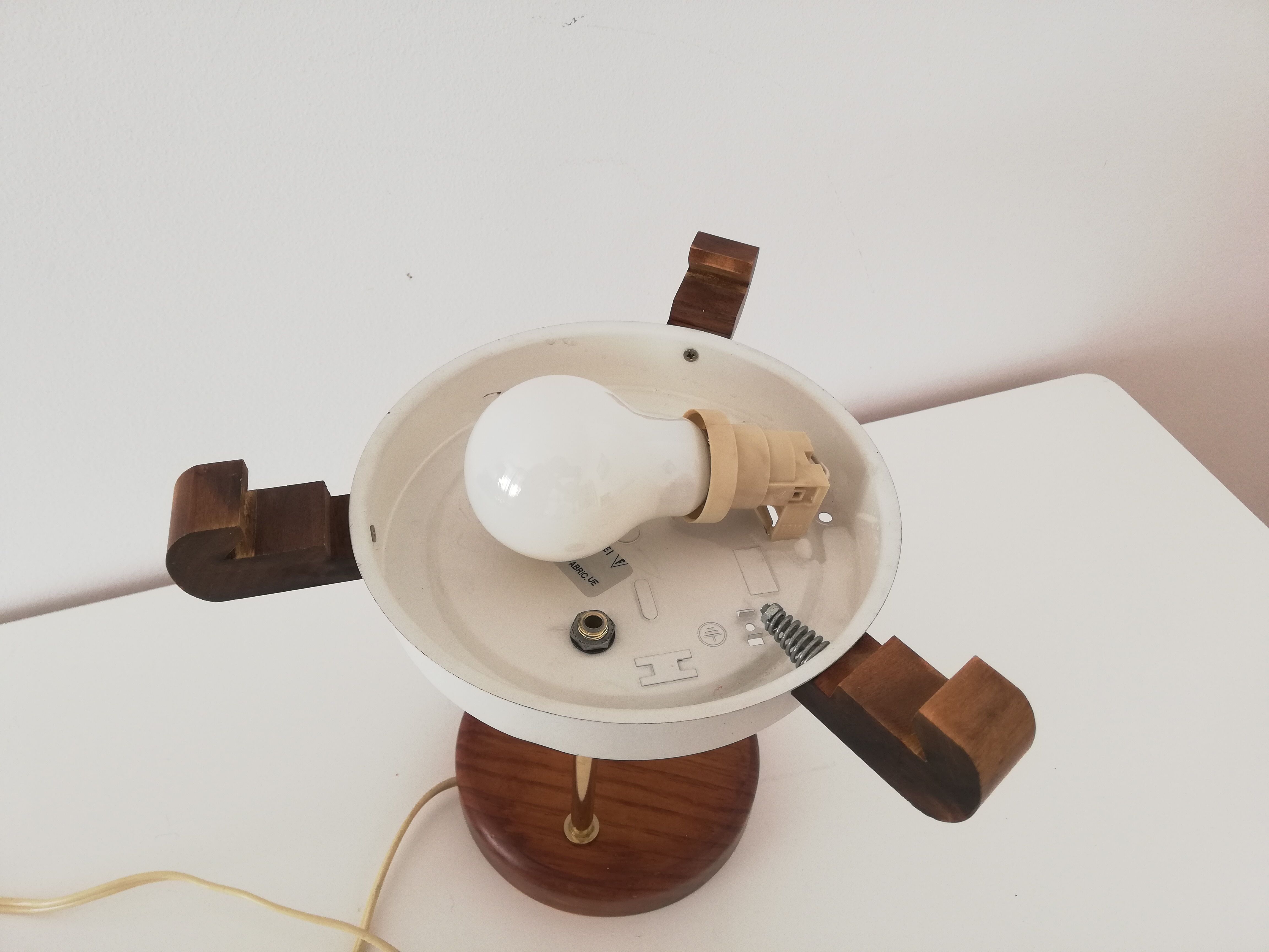 Glass wood library table lamp