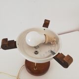 Glass wood library table lamp