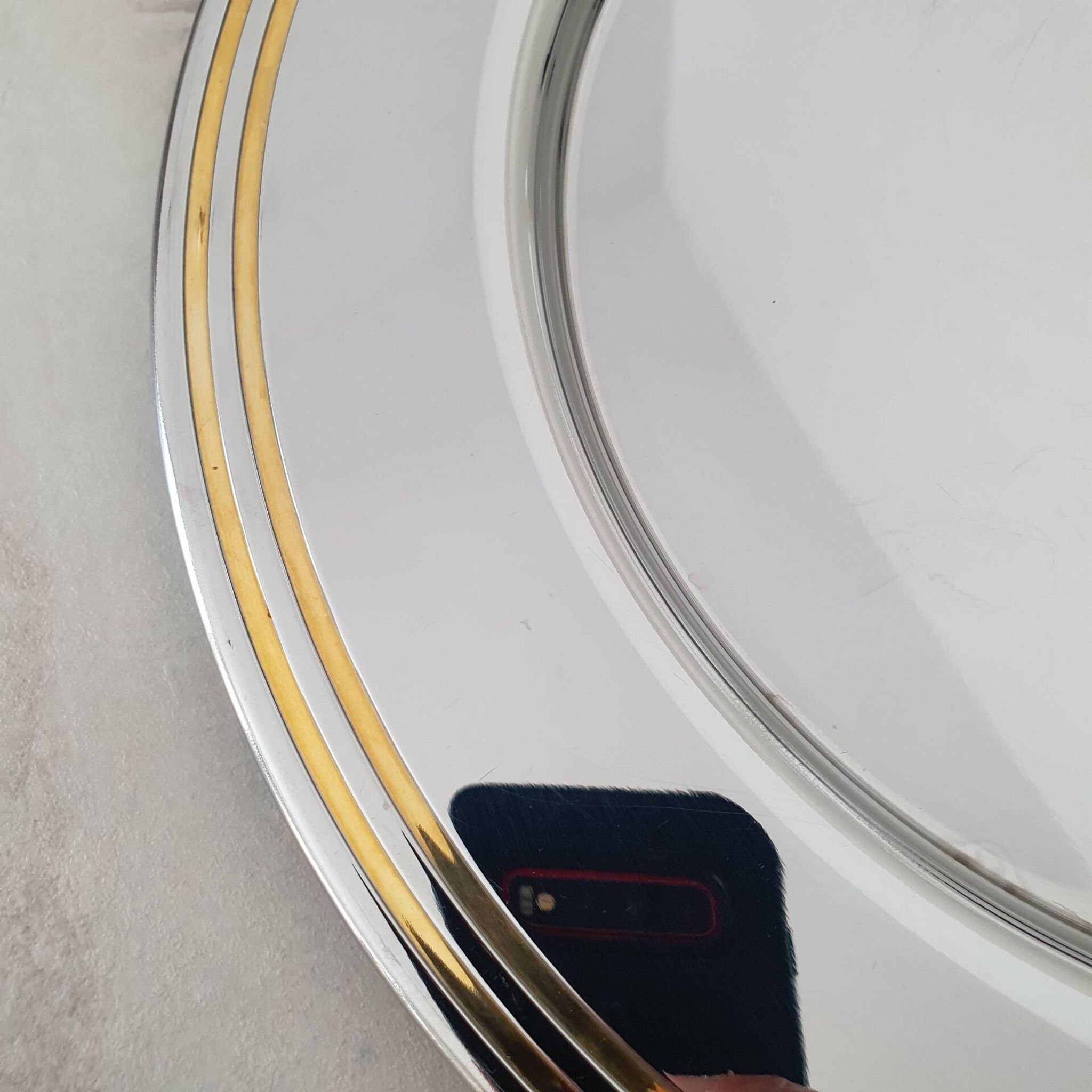 Alessi Ettore Sottsass / Serving plate stainless steel 18/10 and gold NG5100